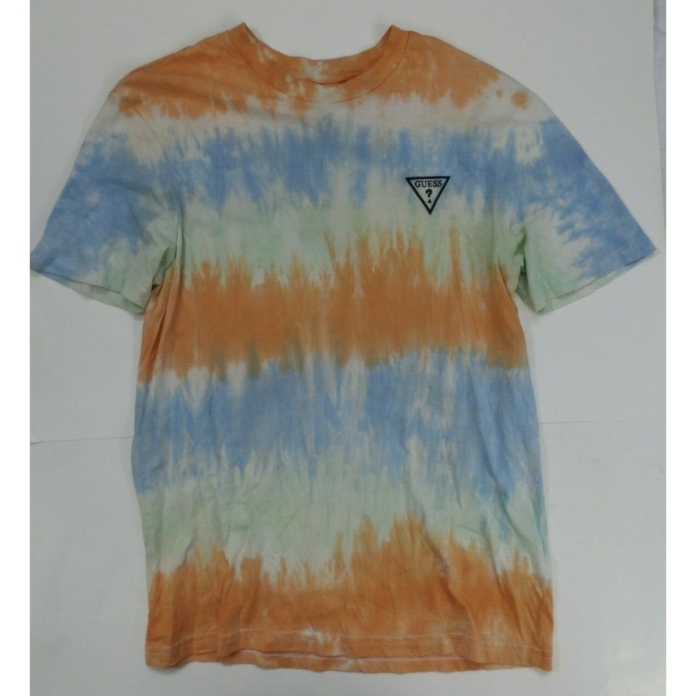 GUESS Los Angeles USA Washed Jeans Triangle Logo T-Shirt Men's Size S Tie Dye